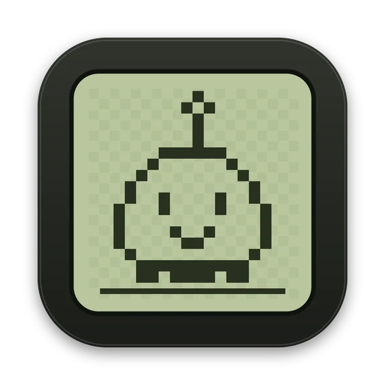 Barnacle app icon: a smiling pixel pet with an antenna on a pale green handheld screen
