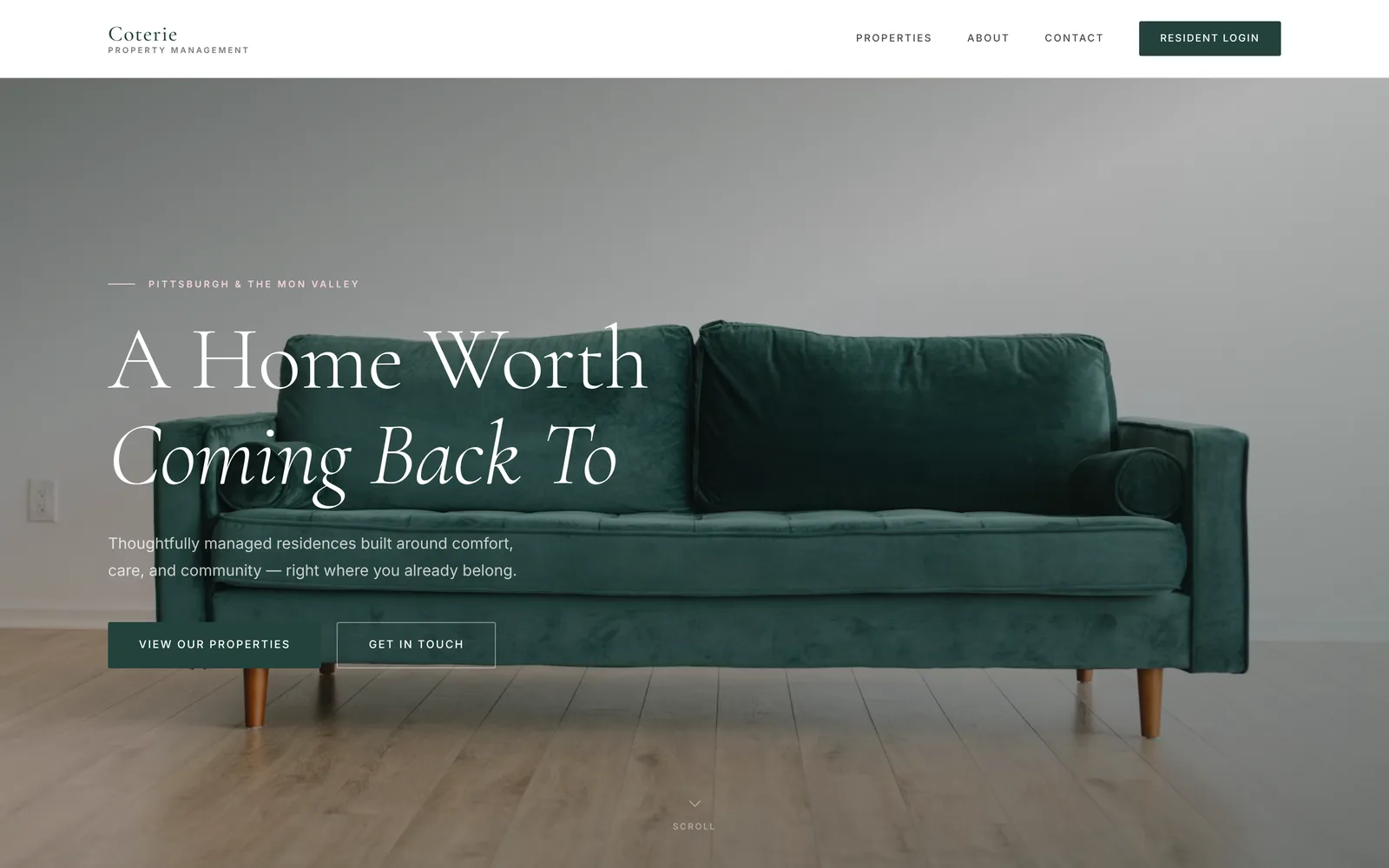 Coterie homepage: A Home Worth Coming Back To