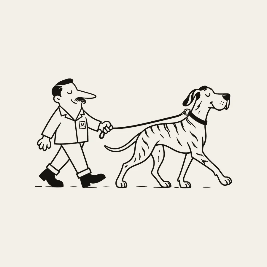 Monty walking the dane