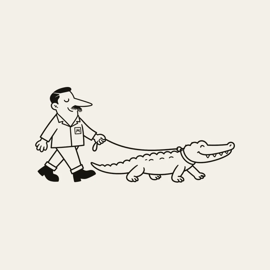Monty walking the gator