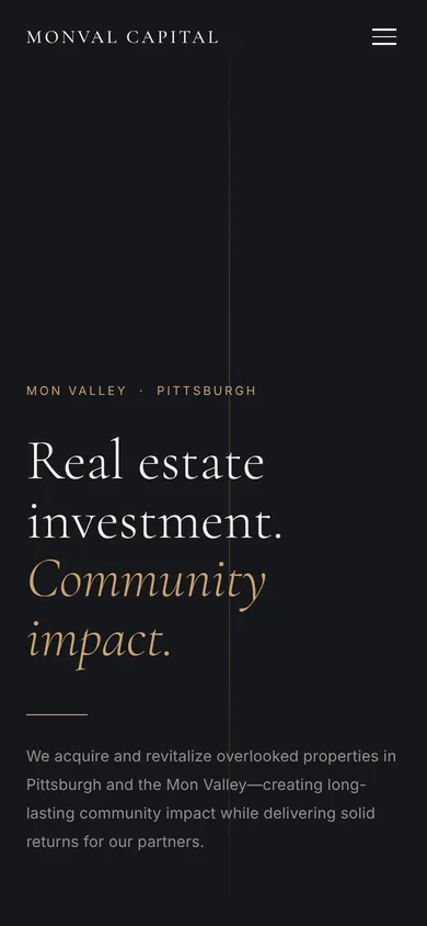 Monval Capital homepage on a phone