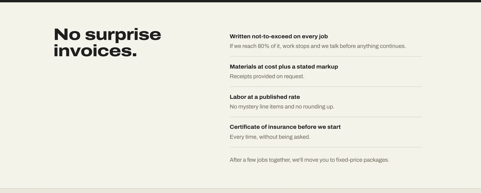 No surprise invoices: the pricing rules